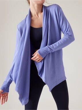 Athleta Pranayama Restore Wrap Cardigan Purple Size Small Open Face Athletic